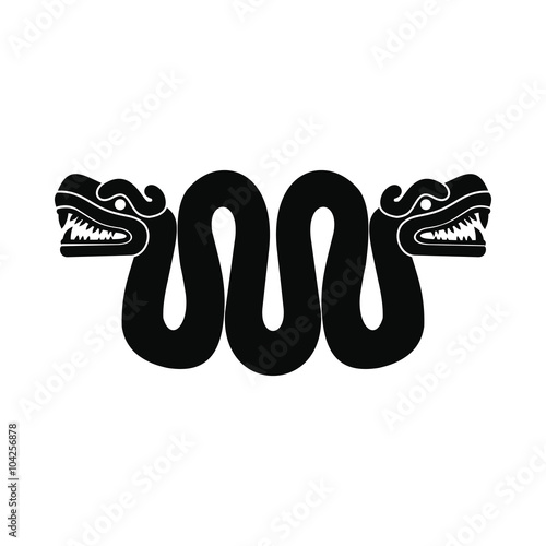 Aztec snake with two heads icon, simple style