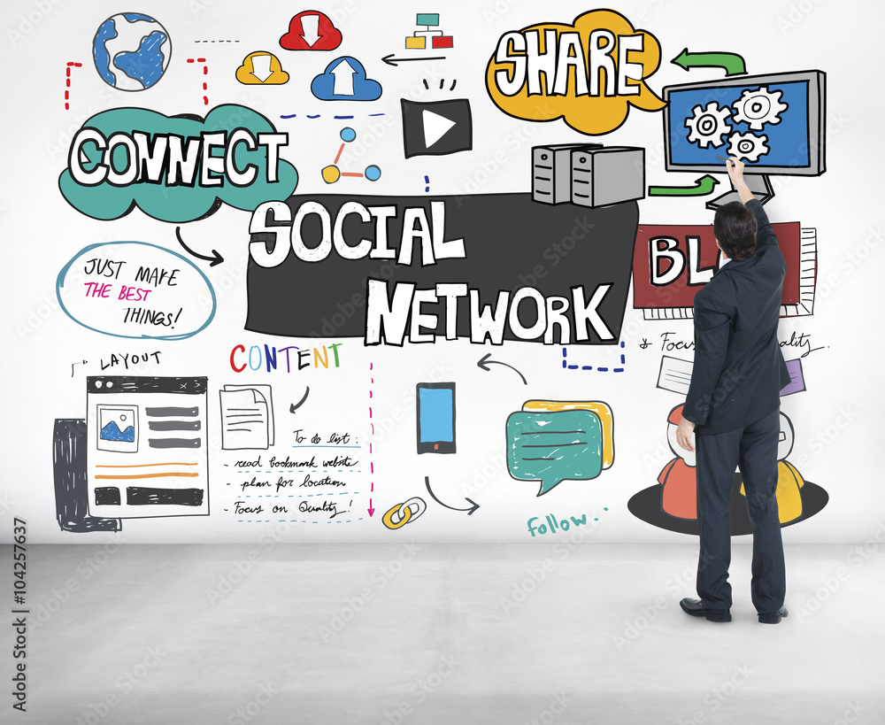 Social Network Communication Media Technology Concept