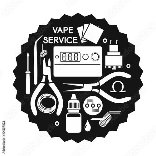 Vape icons set isolated on black background