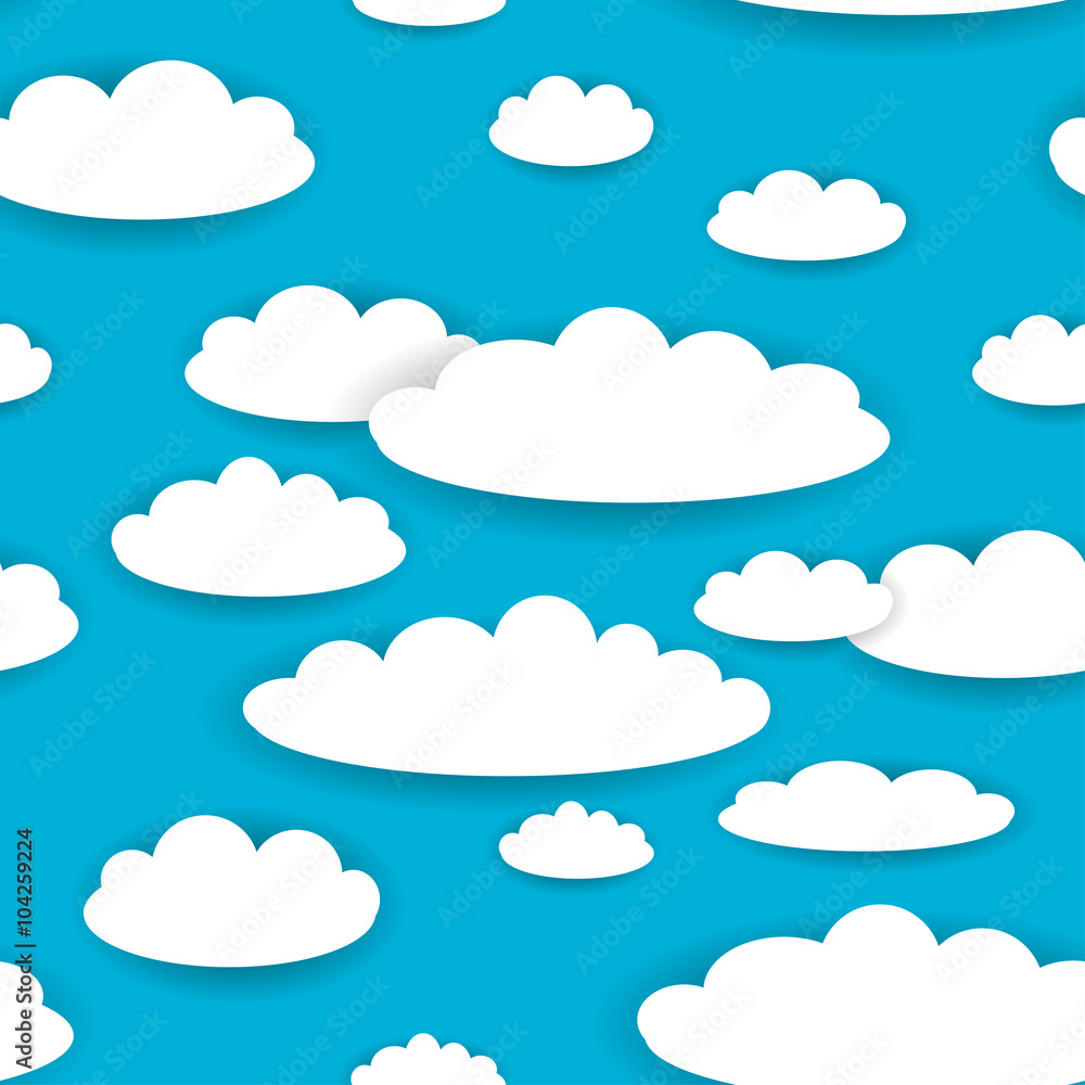 White clouds on blue sky seamless background pattern. vector White clouds on blue sky seamless background pattern. vector