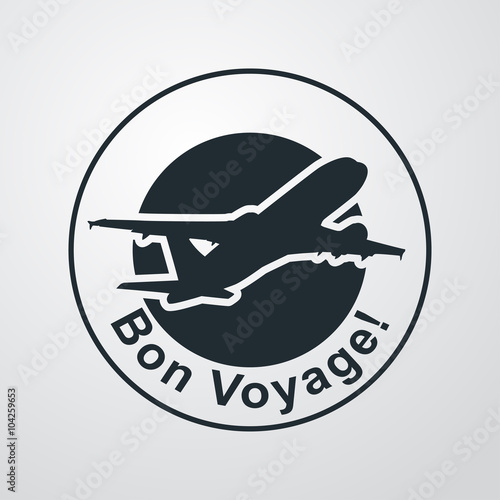 Icono plano Bon Voyage en fondo degradado
