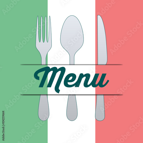 Icono plano MENU con sombra sobre bandera de italia #1