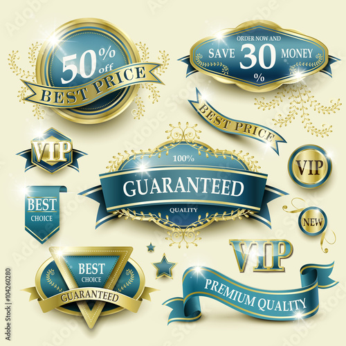 blue golden frame label collection
