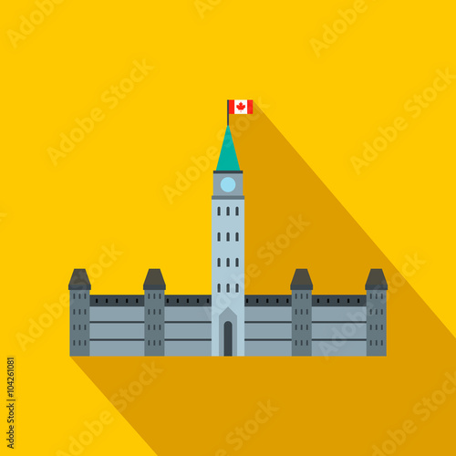 Parliament Buildings, Ottawa icon, flat style