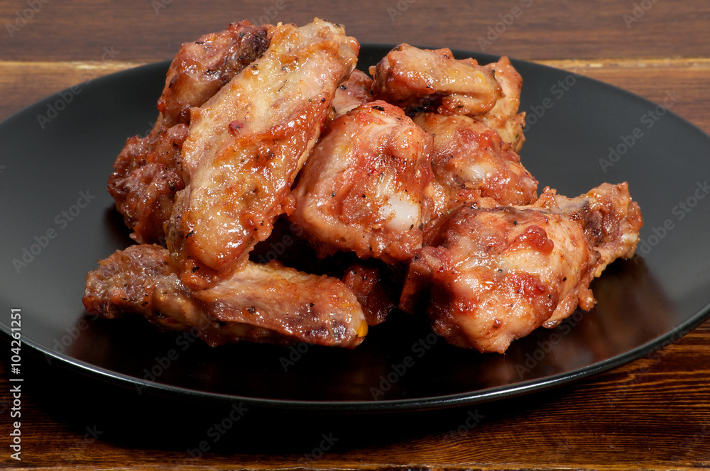 Chicken barbecue wings closeup