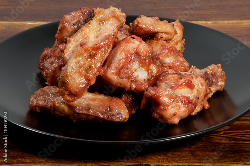 Chicken barbecue wings closeup