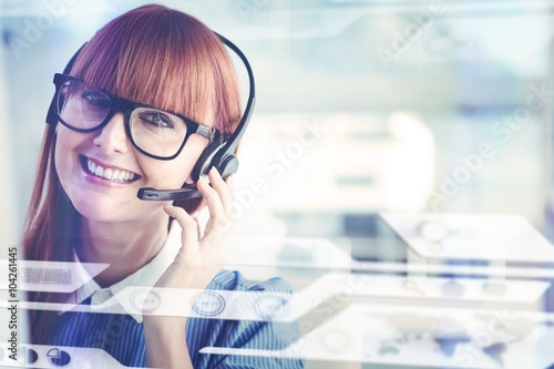 Composite image of attractive hipster woman with headset 