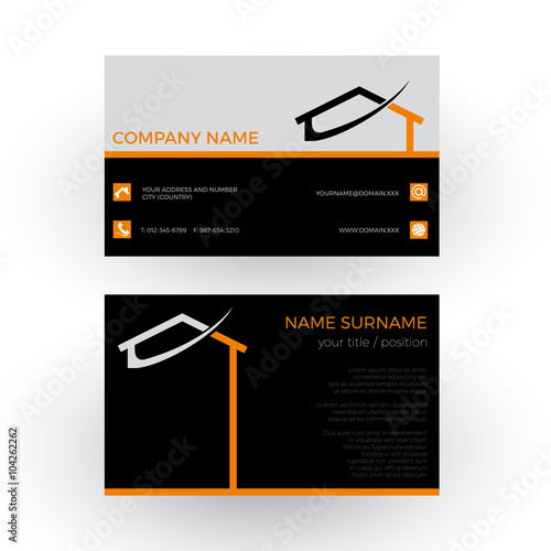 Vector abstract house, concept of builder. Business card
