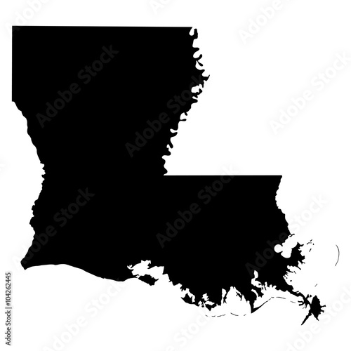фотография Louisiana black map on white background vector