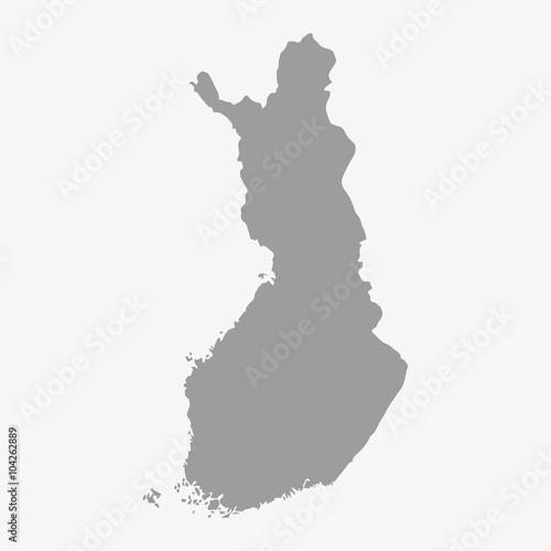 Naklejka Mapa Finlandii na szaro na białym tle