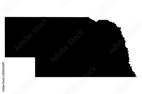 Nebraska black map on white background vector photo
