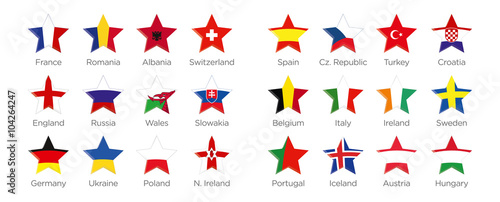 Moderne Symbole Stern der Euro 2016 Teilnehmer in Frankreich