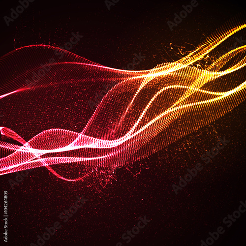 3D illuminated neon digital wave