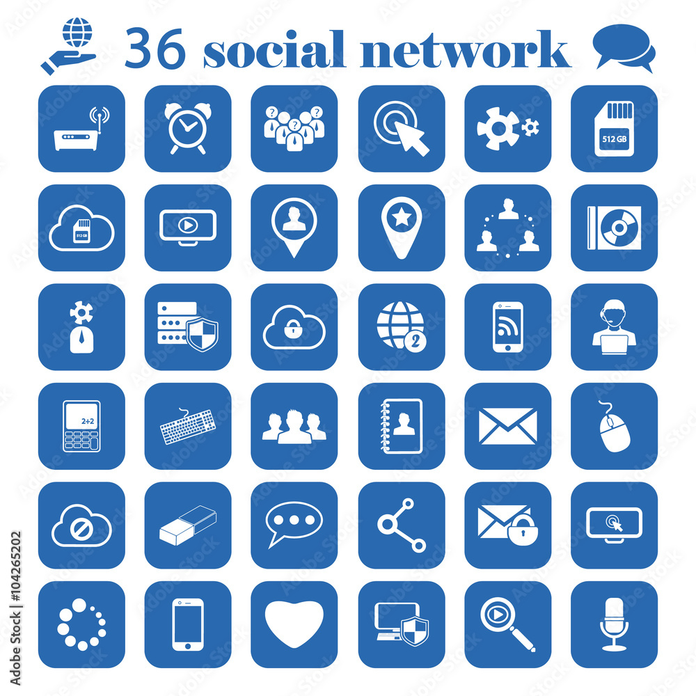 social network set icon social network set icon