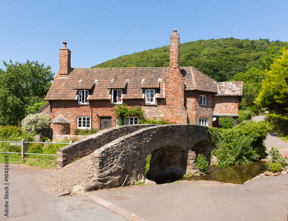 Allerford Somerset England UK packhorse bridge on a beautiful summer day Allerford Somerset England UK packhorse bridge on a beautiful summer day