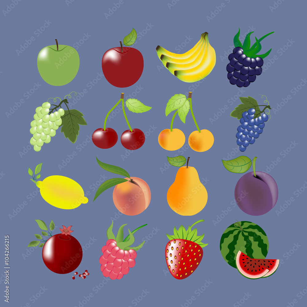 Fruit Icons Set Fruit Icons Set