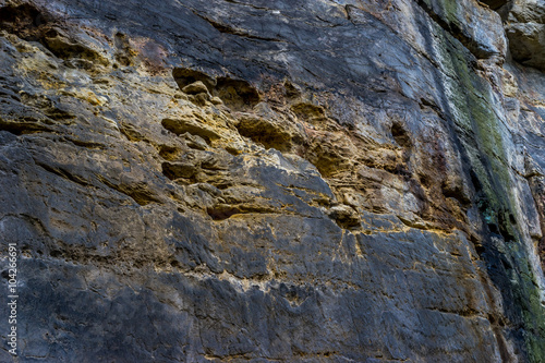 Sandstone rocks in Sudeten mountains in Saxony, Germany, surrounded by forest