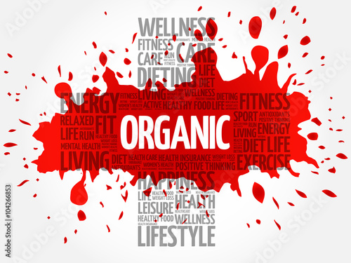 ORGANIC word cloud, health cross concept