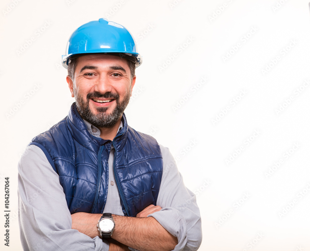 Manual worker on white background