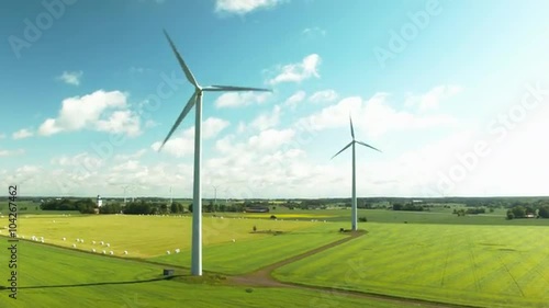 Epic Aerial shot of wind wheel