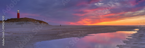 Lighthouse on Texel island in The Netherlands at sunset
