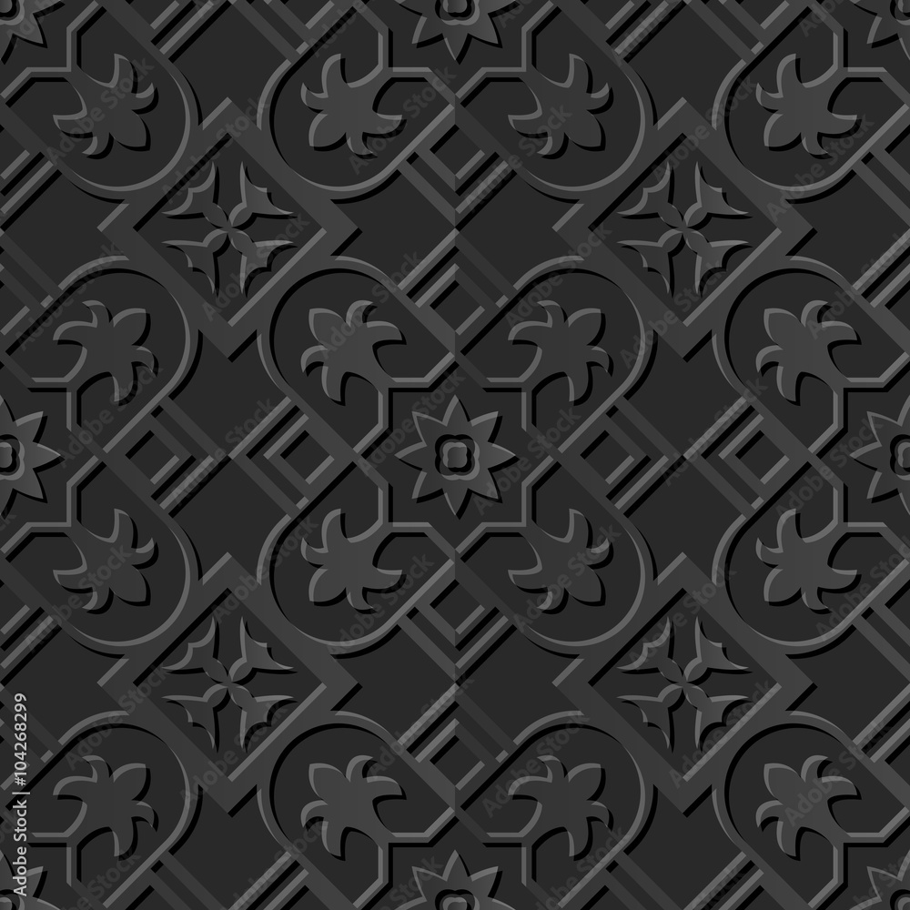 Seamless 3D elegant dark paper art pattern 074 Square Cross Flower
Seamless 3D elegant dark paper art pattern 074 Square Cross Flower