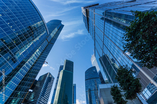 Modern skyscrapers in Moscow city downtown