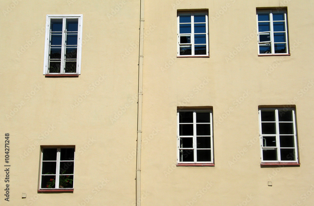 Six windows in courtyard of Vilnius university