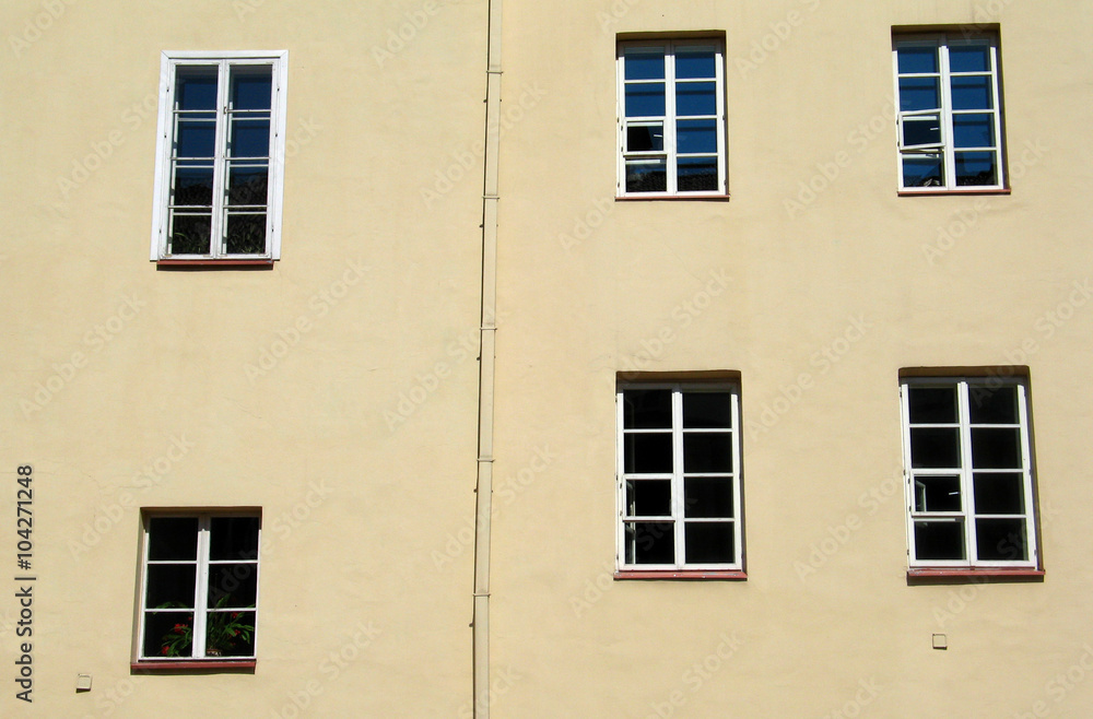 Six windows in courtyard of Vilnius university Six windows in courtyard of Vilnius university