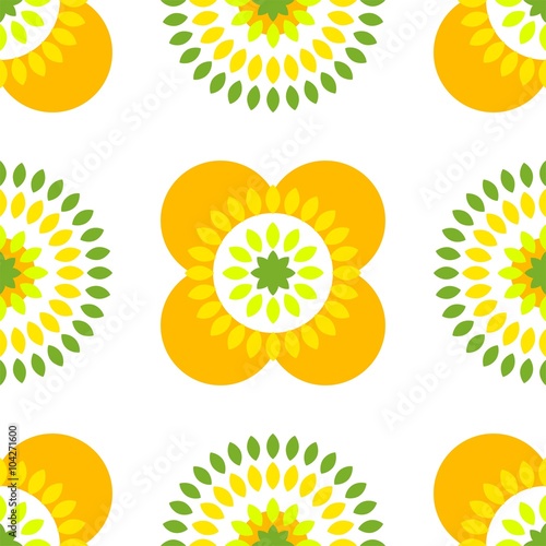 A lovely endless floral pattern - ornament with colorful flowers - Template for wallpaper background and print - sunny green