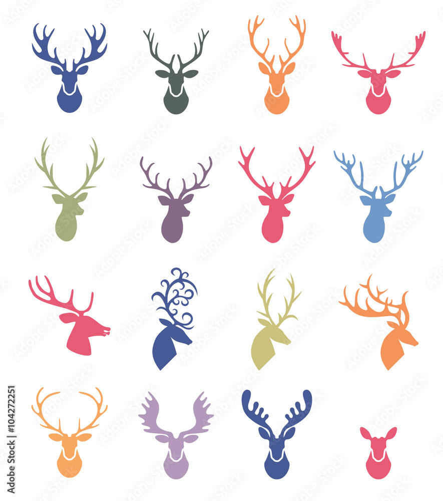 Fototapeta premium Deer horns label set.