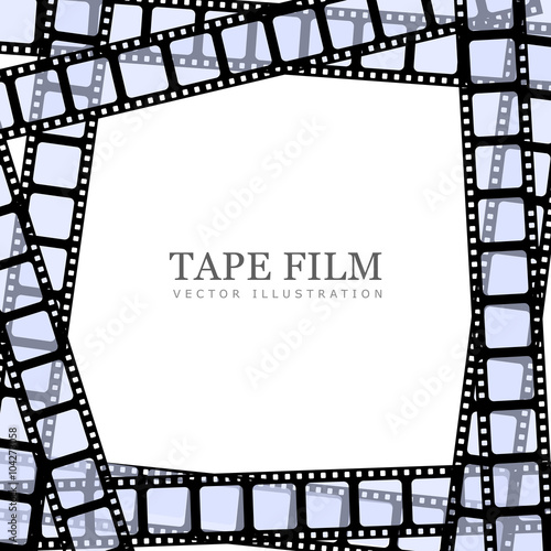 Vector realistic illustration of film strip on white background. Template film roll