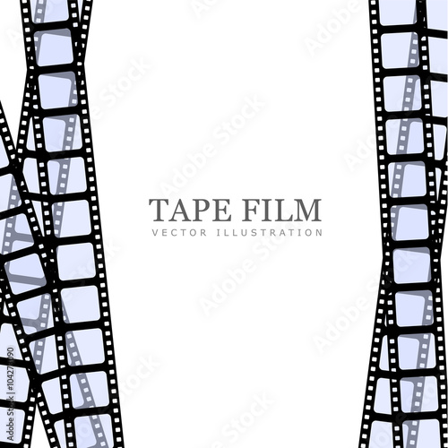 Vector realistic illustration of film strip on white background. Template film roll