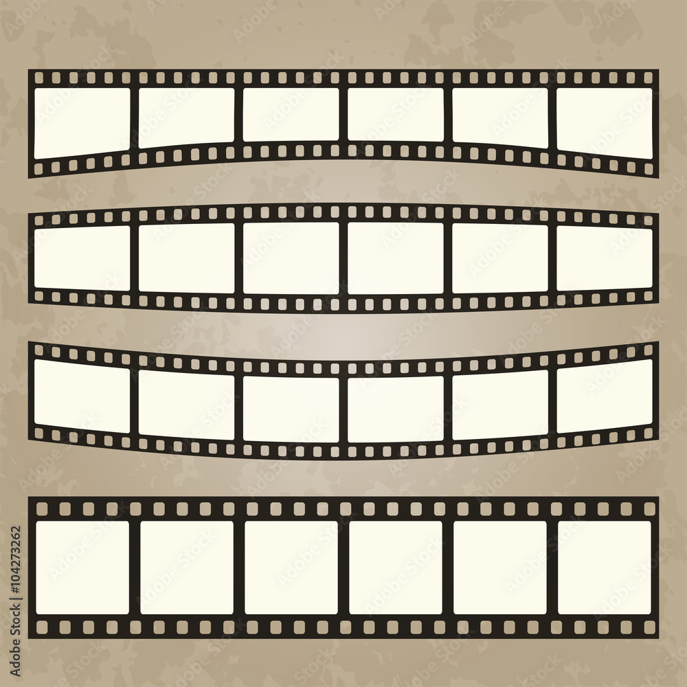 Vector realistic illustration of film strip on white background. Template film roll