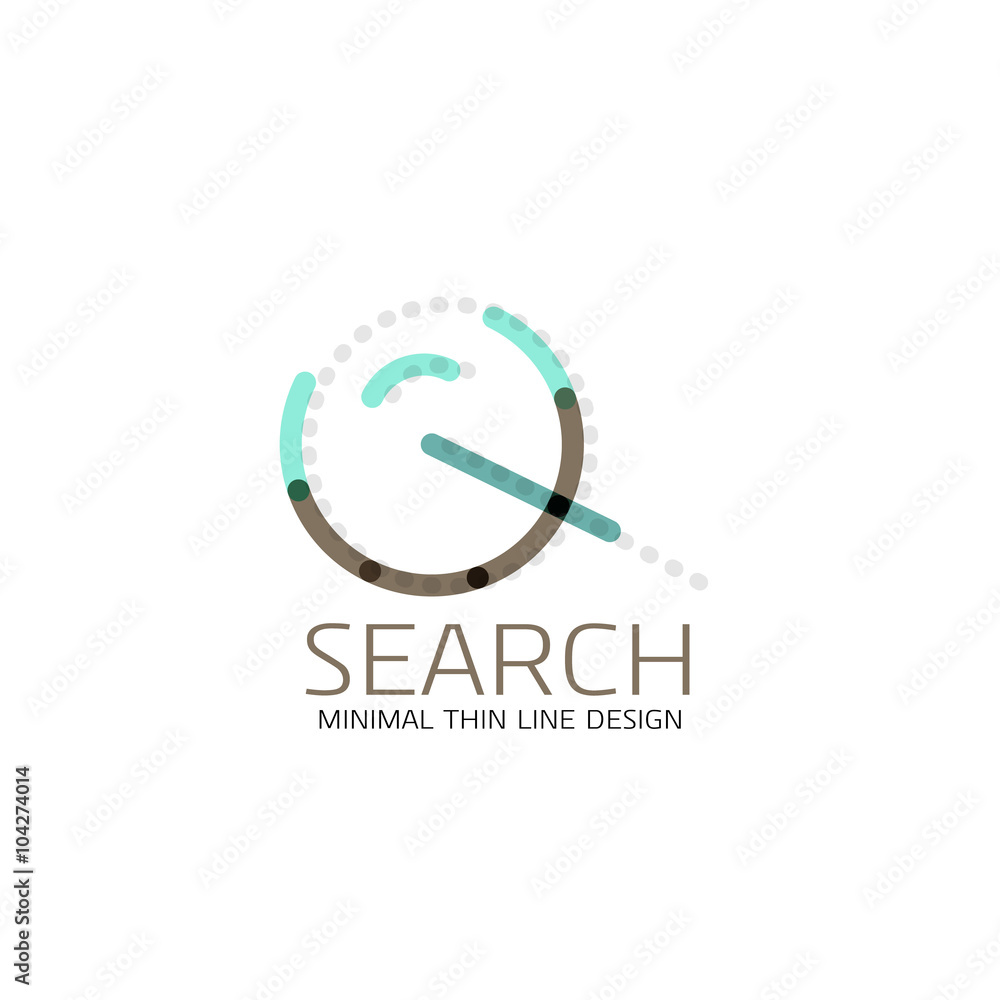 Vector thin line design logo magnifying glass, search and find or zoom logotype concept. Linear minimalistic business icon Vector thin line design logo magnifying glass, search and find or zoom logotype concept. Linear minimalistic business icon