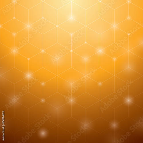 Abstract orange modern background. EPS10. Hexagonal shape over orange gradient background.