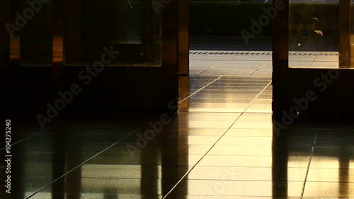 Wallpaper Mural Image of an automatic sliding door reflecting golden sunset. Torontodigital.ca