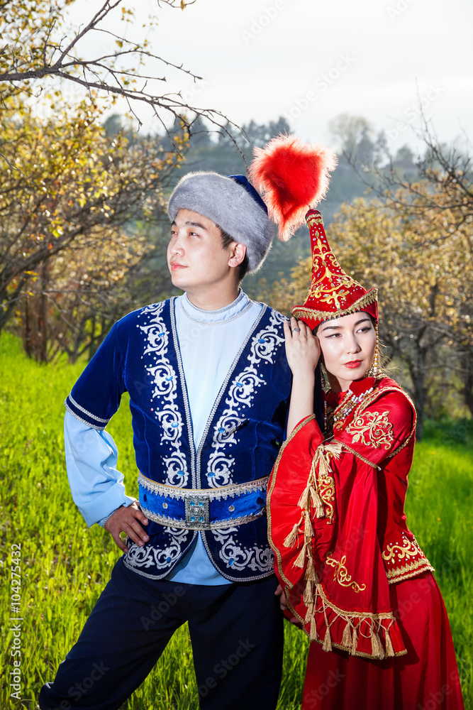 Kazakh couple in ethnic costume