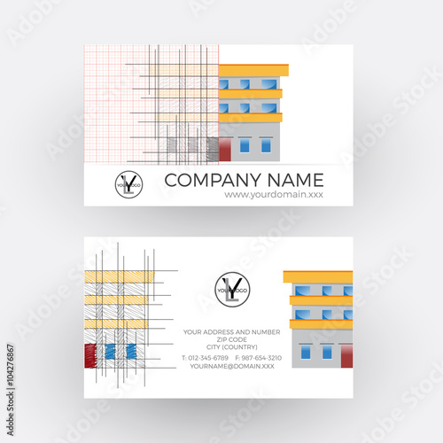 Vector abstract house, concept of builder. Business card