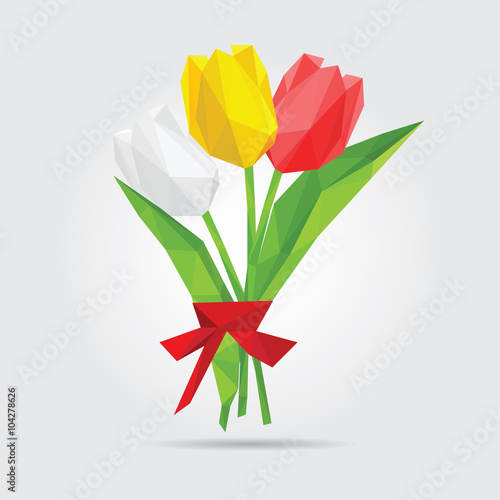 Fototapeta Naklejka Na Ścianę i Meble -  Polygonal Flowers. Polygonal Tulips in Vector