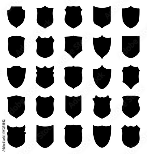 Large set of black shields silhouettes