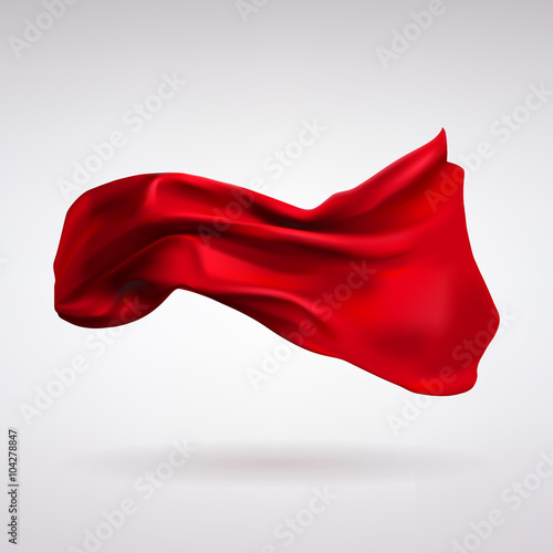 Red Satin Fabric Flying in the Wind
