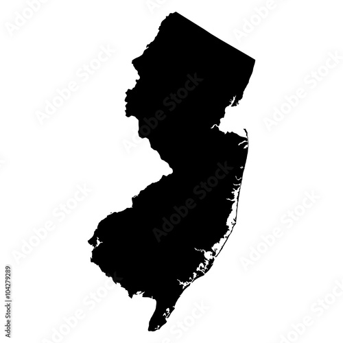 New Jersey black map on white background vector