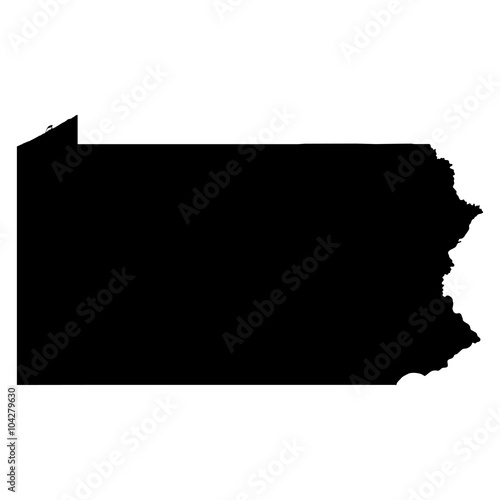 Canvas Print Pennsylvania black map on white background vector