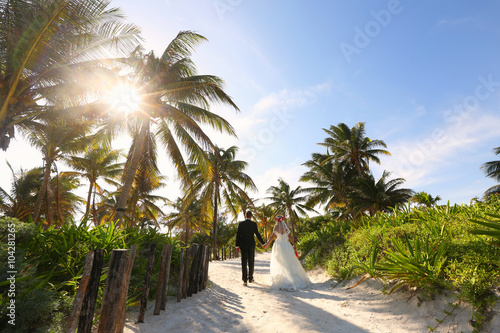 Lovely happy couple after wedding