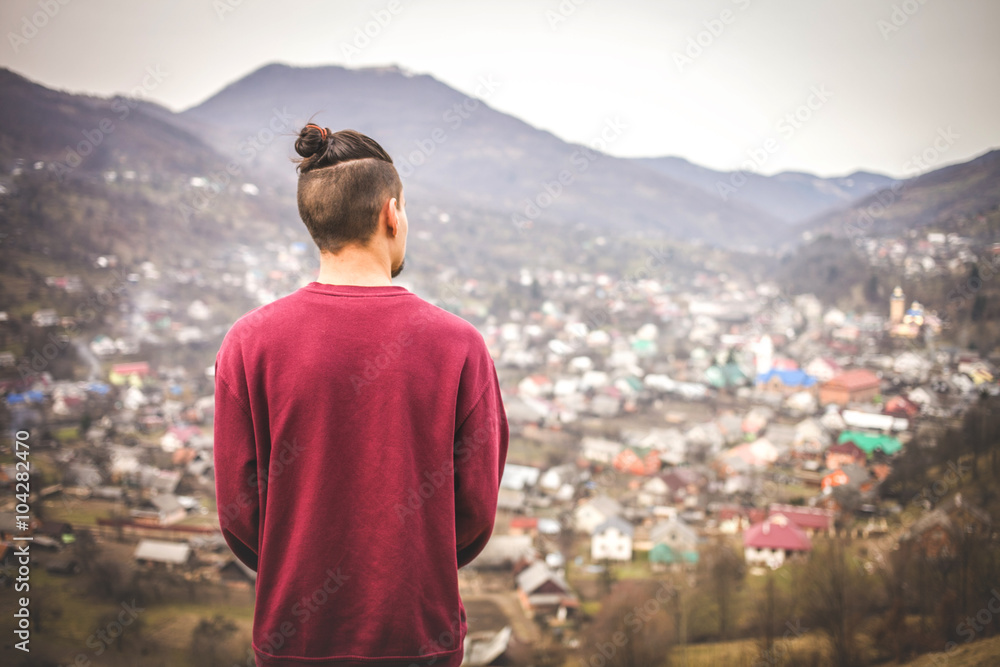Boy in Mountain Countryside Boy in Mountain Countryside