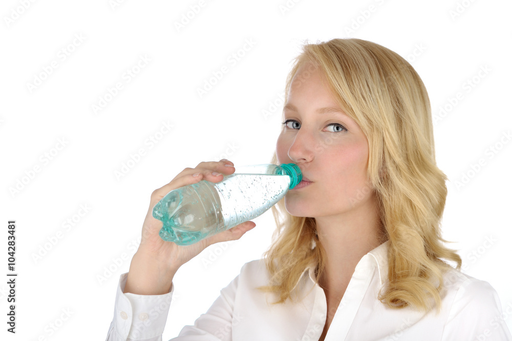 Drinking from a bottle of water woman Drinking from a bottle of water woman