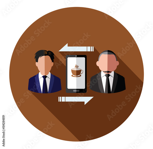 It's for coffee time.Businessperson connecting with mobile