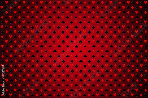 Red casino background. Playing, poker, blackjack, cards symbol. photo