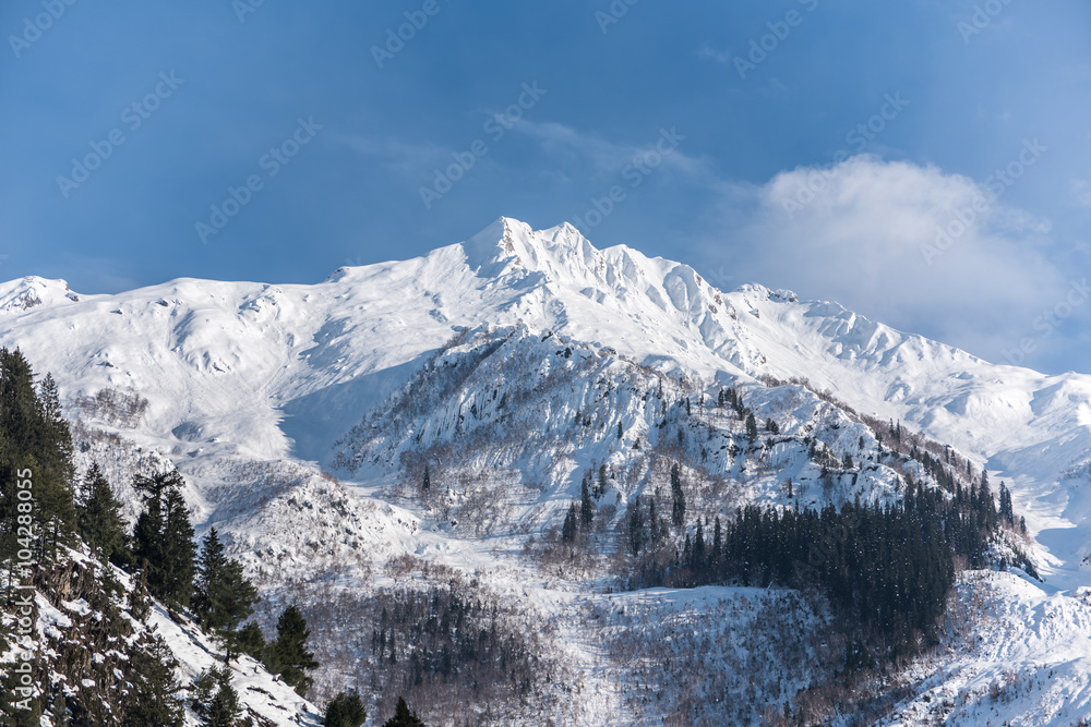 Peak of the snow mountain in Sonamarg area